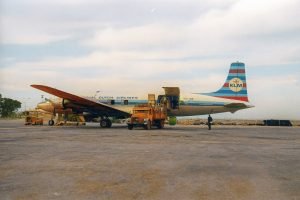 KLM stratocruiser cargo airplane loaded with milking cows from Israel to Iran